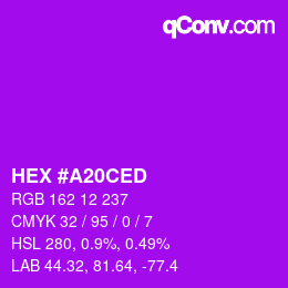 Farbcode: HEX #A20CED | qconv.com