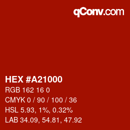 Color code: HEX #A21000 | qconv.com