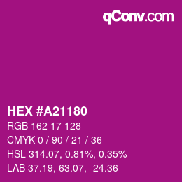 颜色代码: HEX #A21180 | qconv.com