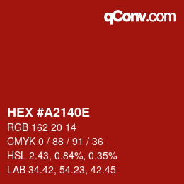 Color code: HEX #A2140E | qconv.com