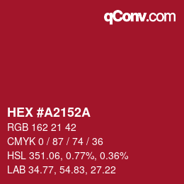 Color code: HEX #A2152A | qconv.com