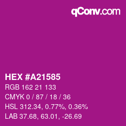 Color code: HEX #A21585 | qconv.com