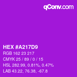 Color code: HEX #A217D9 | qconv.com