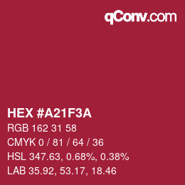 Color code: HEX #A21F3A | qconv.com