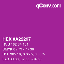 カラーコード: HEX #A22297 | qconv.com