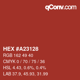 Color code: HEX #A23128 | qconv.com