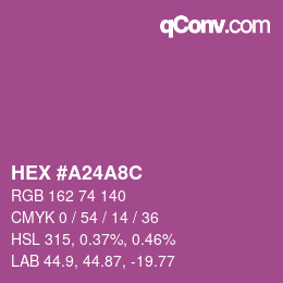 カラーコード: HEX #A24A8C | qconv.com