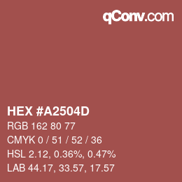 カラーコード: HEX #A2504D | qconv.com