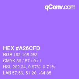 カラーコード: HEX #A26CFD | qconv.com