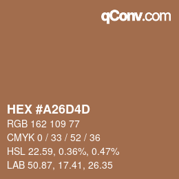 Color code: HEX #A26D4D | qconv.com