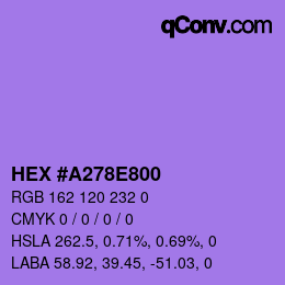 Farbcode: HEX #A278E800 | qconv.com