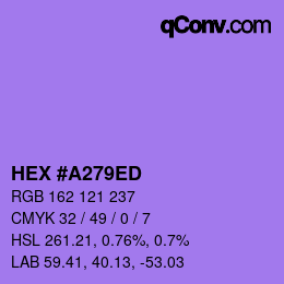 Color code: HEX #A279ED | qconv.com