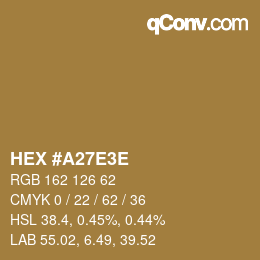 Color code: HEX #A27E3E | qconv.com