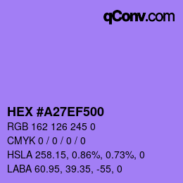 Farbcode: HEX #A27EF500 | qconv.com