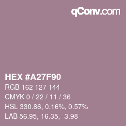 カラーコード: HEX #A27F90 | qconv.com