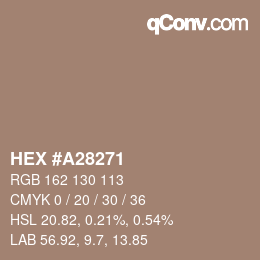 Farbcode: HEX #A28271 | qconv.com