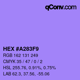 颜色代码: HEX #A283F9 | qconv.com