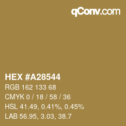 Color code: HEX #A28544 | qconv.com