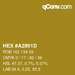 カラーコード: HEX #A2861D | qconv.com