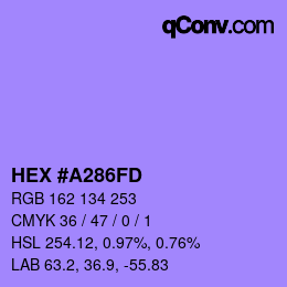 カラーコード: HEX #A286FD | qconv.com