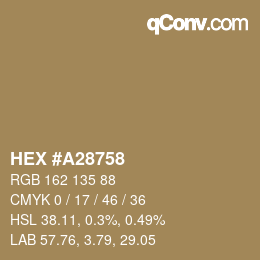 Código de color: HEX #A28758 | qconv.com