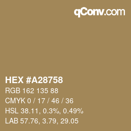 カラーコード: HEX #A28758 | qconv.com