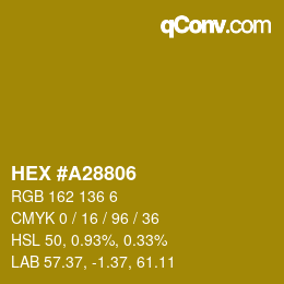颜色代码: HEX #A28806 | qconv.com