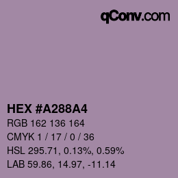 Color code: HEX #A288A4 | qconv.com