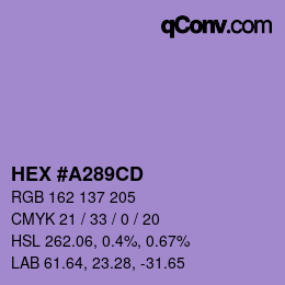 Color code: HEX #A289CD | qconv.com