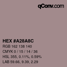 Color code: HEX #A28A8C | qconv.com