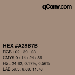 颜色代码: HEX #A28B7B | qconv.com