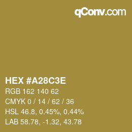 Color code: HEX #A28C3E | qconv.com