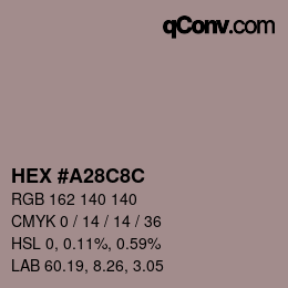 Color code: HEX #A28C8C | qconv.com