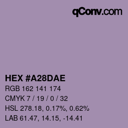 Color code: HEX #A28DAE | qconv.com