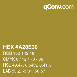 Farbcode: HEX #A28E30 | qconv.com