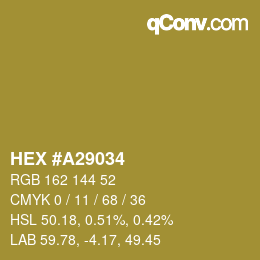 颜色代码: HEX #A29034 | qconv.com