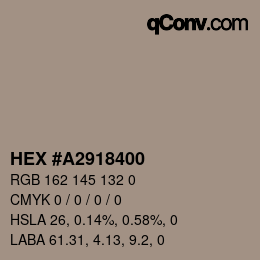 Color code: HEX #A2918400 | qconv.com