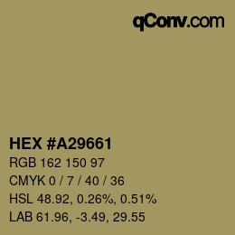カラーコード: HEX #A29661 | qconv.com