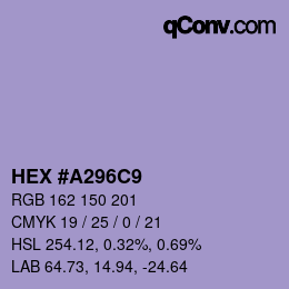 カラーコード: HEX #A296C9 | qconv.com
