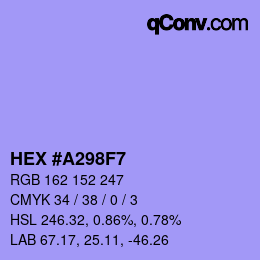 Color code: HEX #A298F7 | qconv.com