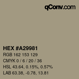 颜色代码: HEX #A29981 | qconv.com
