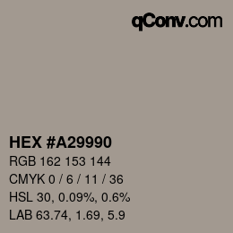 Código de color: HEX #A29990 | qconv.com