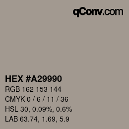 颜色代码: HEX #A29990 | qconv.com