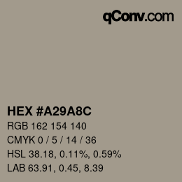 Color code: HEX #A29A8C | qconv.com