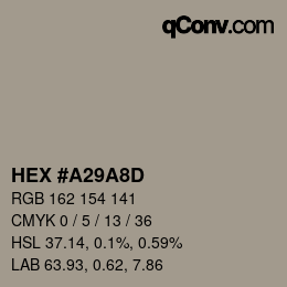 カラーコード: HEX #A29A8D | qconv.com