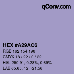 Farbcode: HEX #A29AC6 | qconv.com
