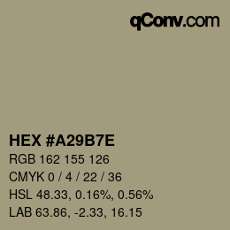 Color code: HEX #A29B7E | qconv.com