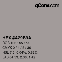 颜色代码: HEX #A29B9A | qconv.com