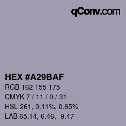 カラーコード: HEX #A29BAF | qconv.com