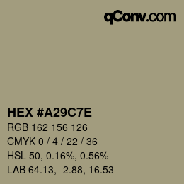 Color code: HEX #A29C7E | qconv.com
